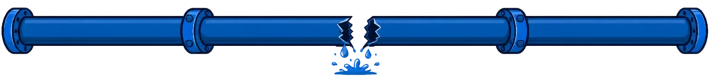 Blue water pipe divider graphic with water droplet illustration.